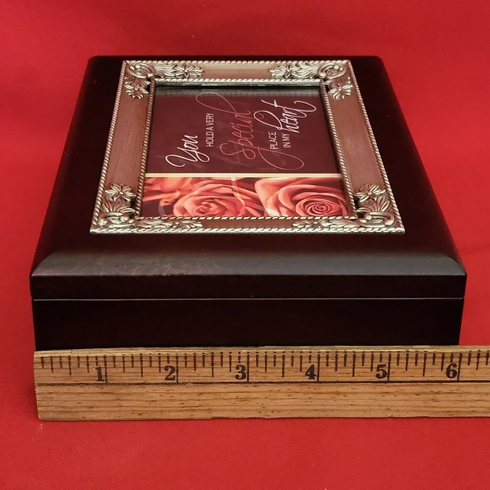 VTG Sankyo Wooden Jewelry Music Box Metal Frame